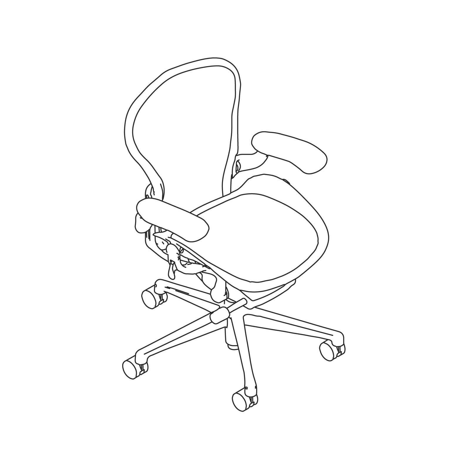 A line drawing - Aeron Chair–A Size–Fully Adjustable Arms A line drawing - Aeron Chair–A Size–Fully Adjustable Arms