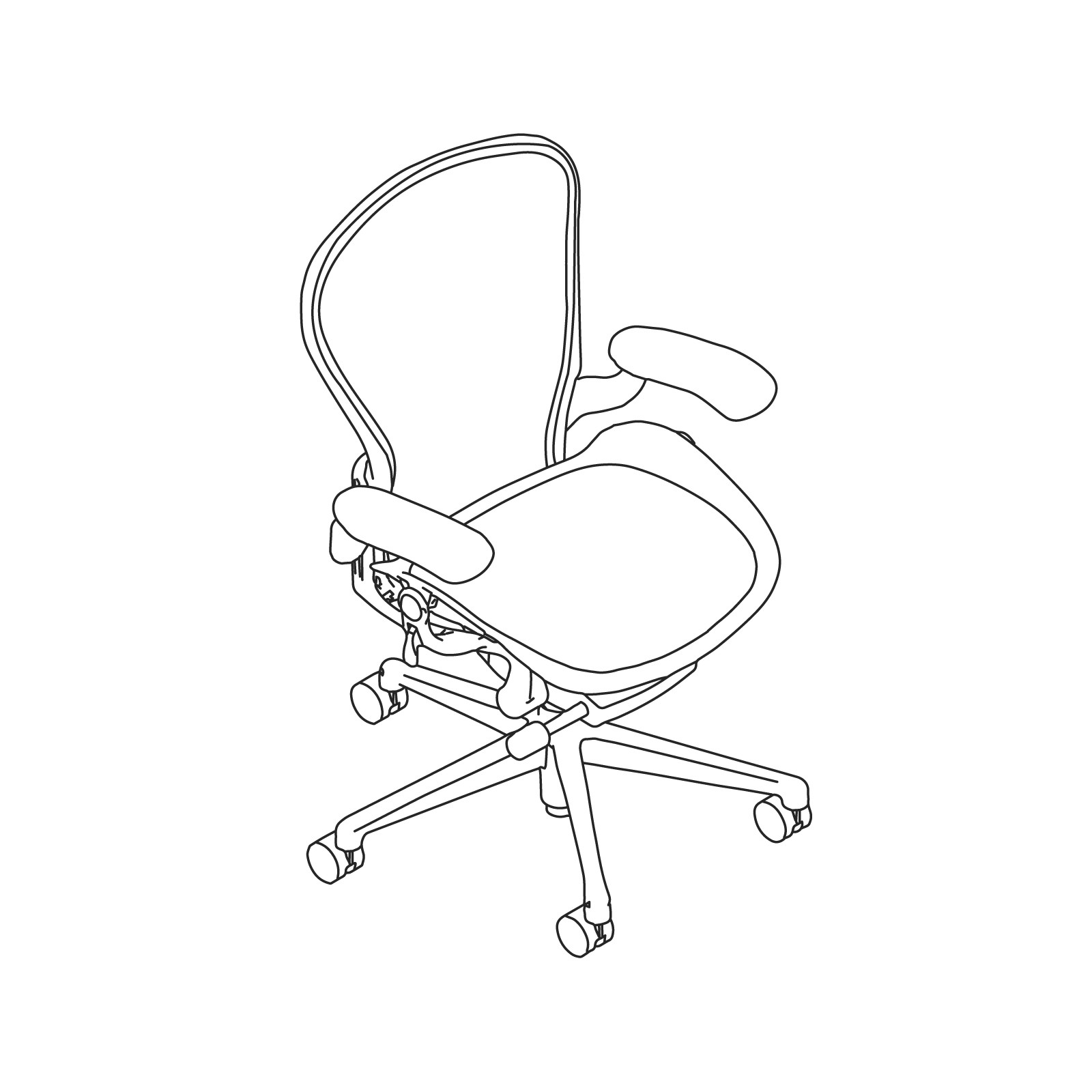 A line drawing - Aeron Chair–B Size–Fixed Arms A line drawing - Aeron Chair–B Size–Fixed Arms