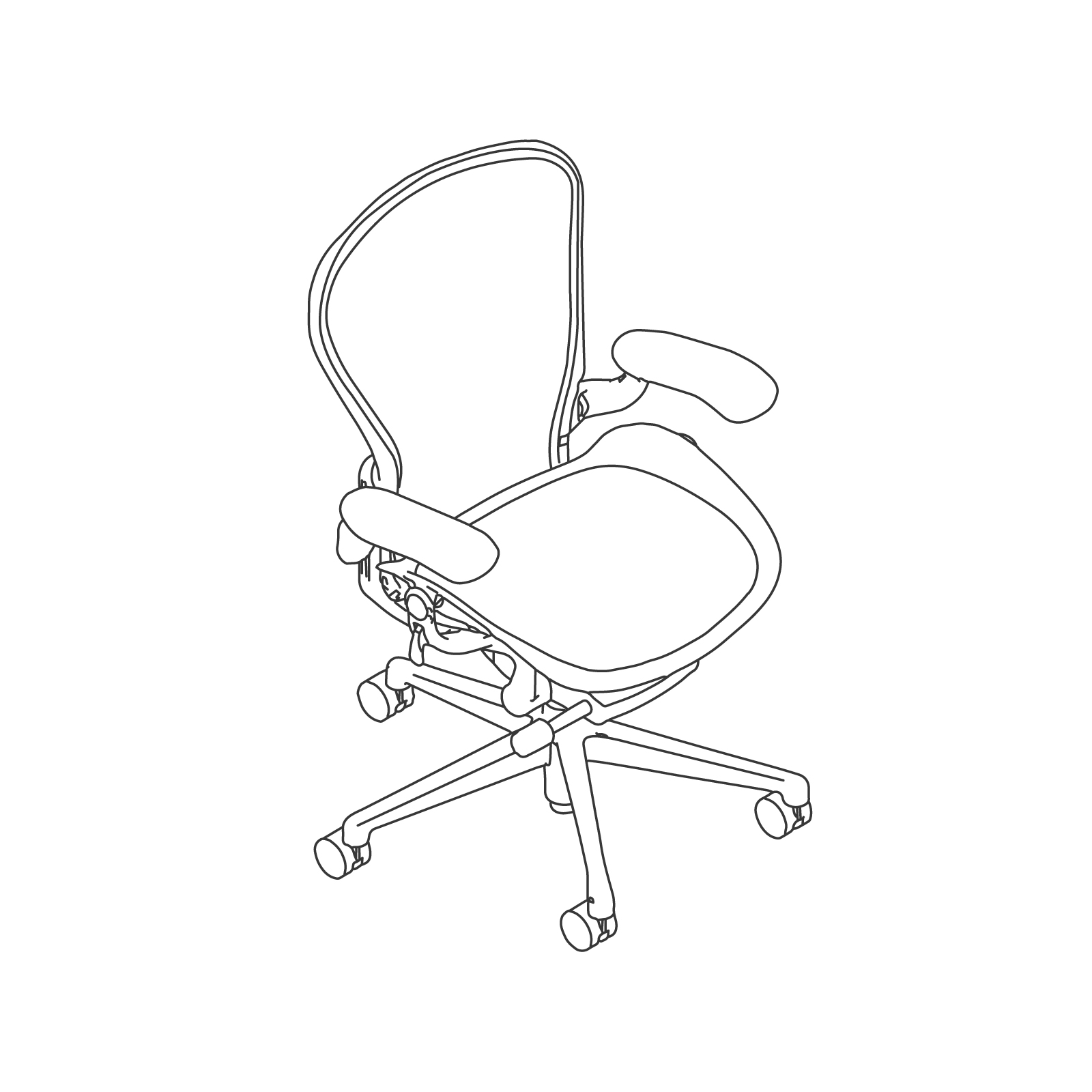 A line drawing - Aeron Chair–C Size–Fully Adjustable Arms A line drawing - Aeron Chair–C Size–Fully Adjustable Arms