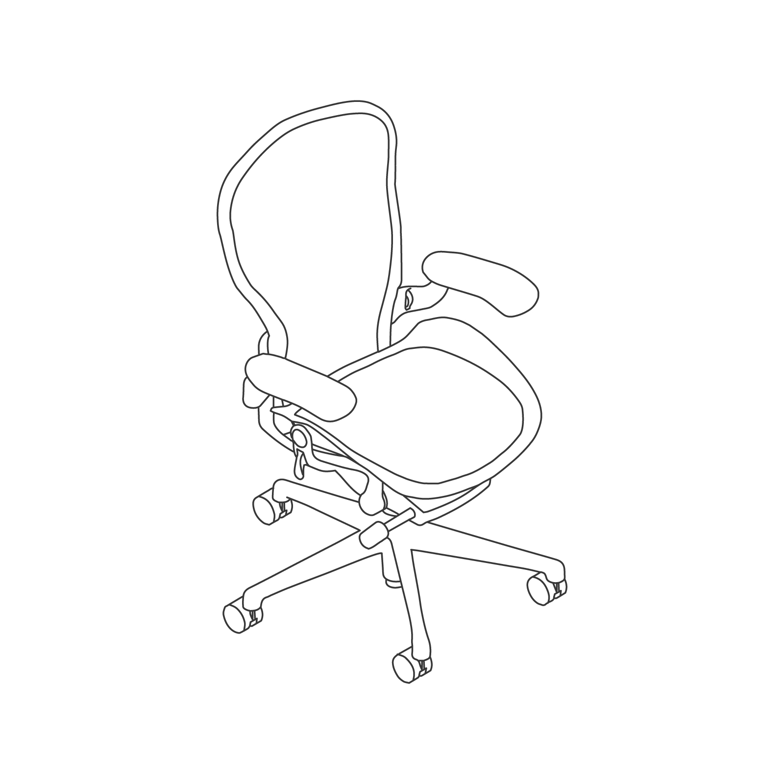A line drawing - Aeron Chair–C Size–Height Adjustable Arms A line drawing - Aeron Chair–C Size–Height Adjustable Arms