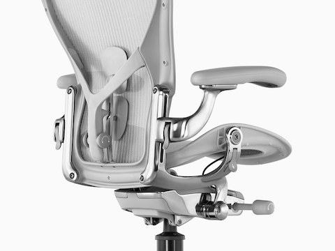 Light gray Aeron Stool, viewed from the back at a 45-degree angle Light gray Aeron Stool, viewed from the back at a 45-degree angle