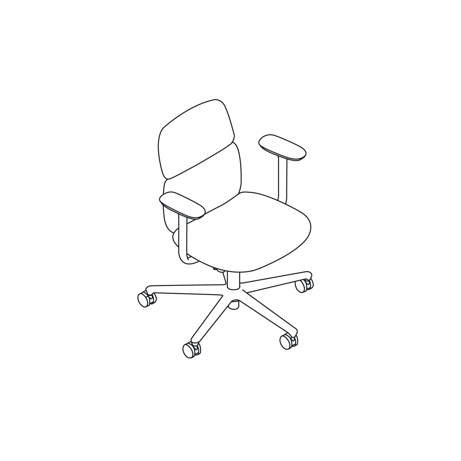 A line drawing - Asari Chair by Herman Miller–Mid Back–Fixed Arms A line drawing - Asari Chair by Herman Miller–Mid Back–Fixed Arms