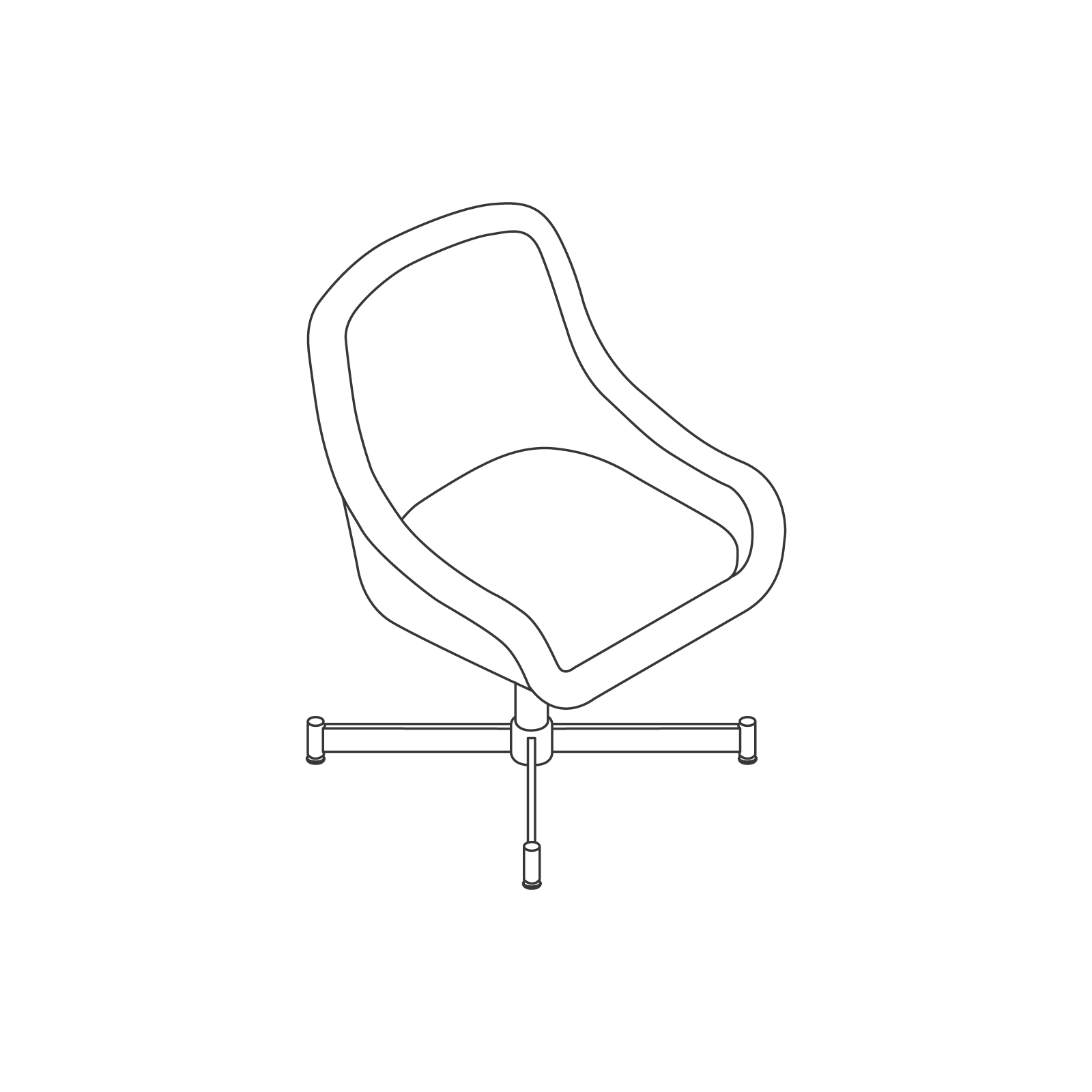 A line drawing - Bumper Side Chair–4-Star Base–Low Arms A line drawing - Bumper Side Chair–4-Star Base–Low Arms