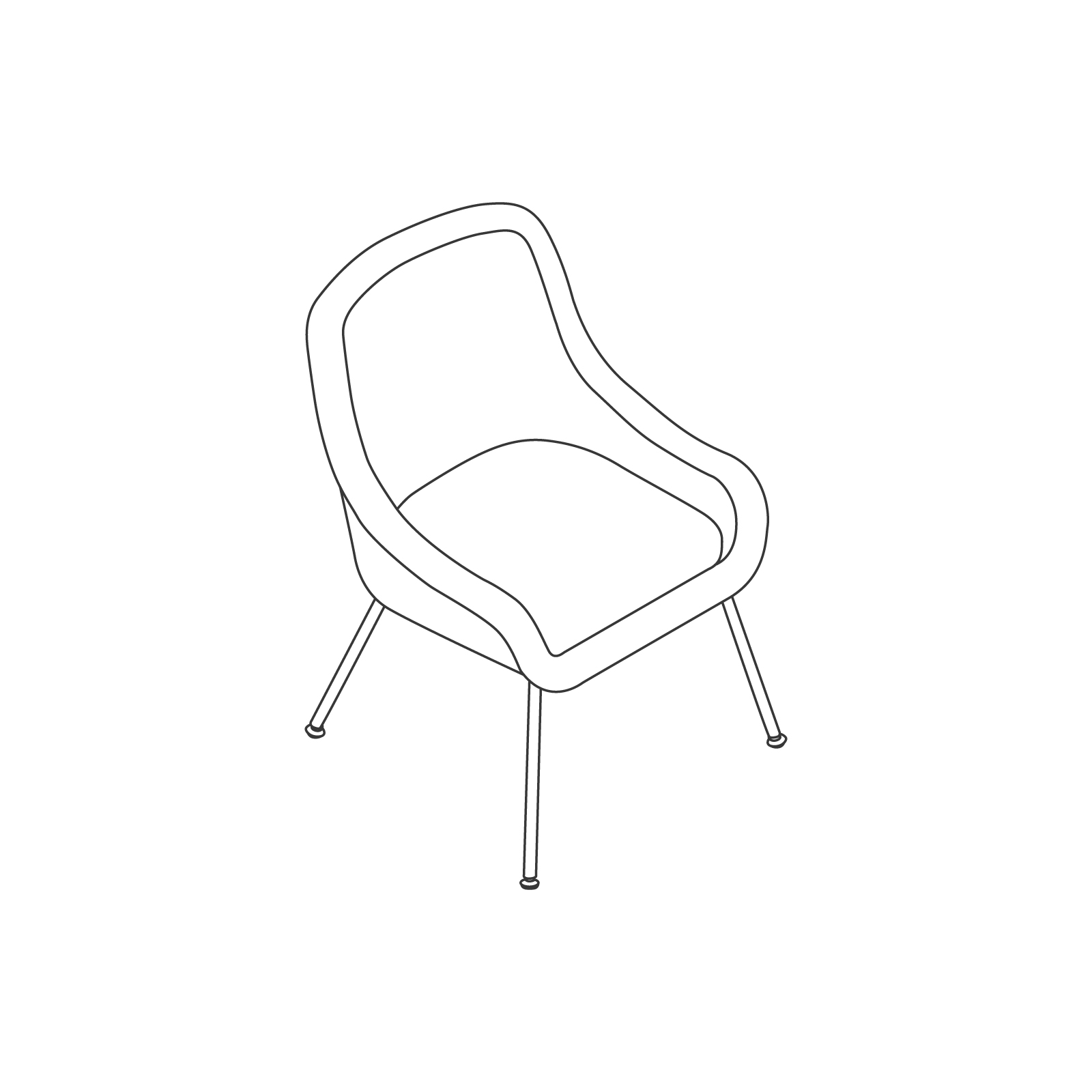 A line drawing - Bumper Side Chair–Low Arms A line drawing - Bumper Side Chair–Low Arms