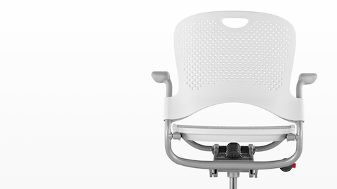 White Caper Multipurpose Chair, viewed from behind. White Caper Multipurpose Chair, viewed from behind.