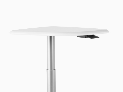 An Intent Solution mobile table at stand-up height with lever. our-values