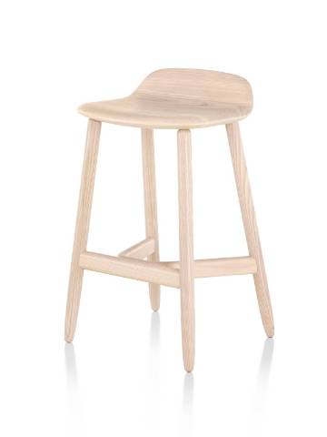 Crosshatch Stool with a light wood finish, viewed from a 45-degree angle. Crosshatch Stool with a light wood finish, viewed from a 45-degree angle.