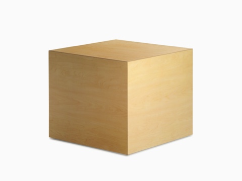 Cube Table in a honey maple finish viewed at an angle. Cube Table in a honey maple finish viewed at an angle.