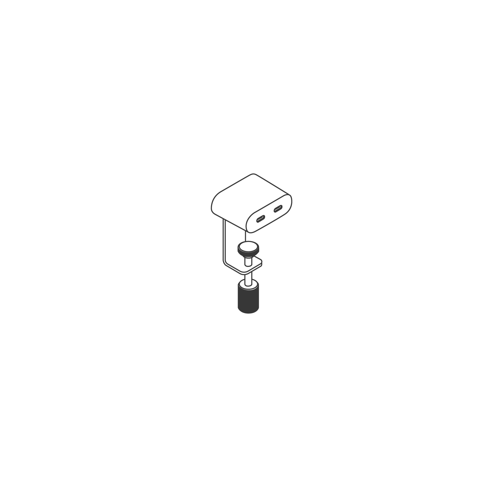 A line drawing - Ello Mini Power Access–Surface Clamp A line drawing - Ello Mini Power Access–Surface Clamp