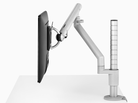 Profile view of a monitor attached to an adjustable Flo Modular monitor arm. Profile view of a monitor attached to an adjustable Flo Modular monitor arm.