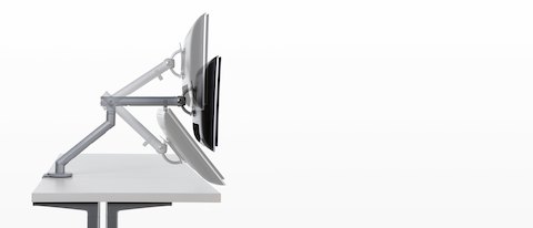 Profile view of an adjustable Flo Monitor Arm in three different positions. Profile view of an adjustable Flo Monitor Arm in three different positions.