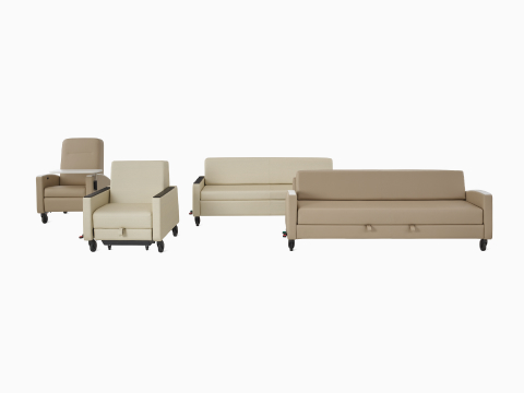 Gemma Seating Family, front facing view. Showcasing Gemma Recliner, Gemma Sleep Chair, Gemma Double Sleep Sofa and Gemma Flop Sofa. Gemma Seating Family, front facing view. Showcasing Gemma Recliner, Gemma Sleep Chair, Gemma Double Sleep Sofa and Gemma Flop Sofa.