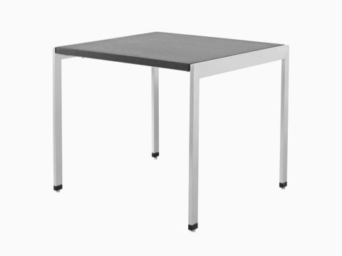 An H Frame side table with a black top. An H Frame side table with a black top.