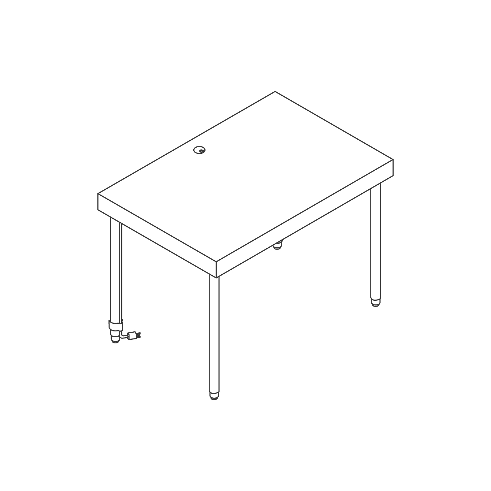 A line drawing - Leatherwrap Sit-to-Stand Desk A line drawing - Leatherwrap Sit-to-Stand Desk