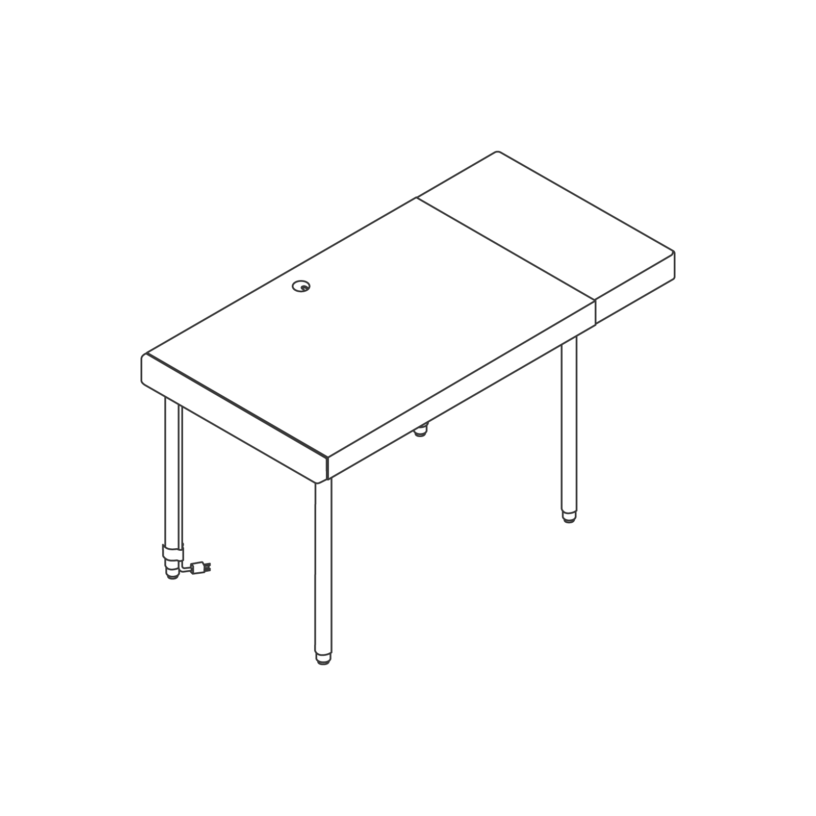 A line drawing - Leatherwrap Sit-to-Stand Desk–Drawer Right A line drawing - Leatherwrap Sit-to-Stand Desk–Drawer Right