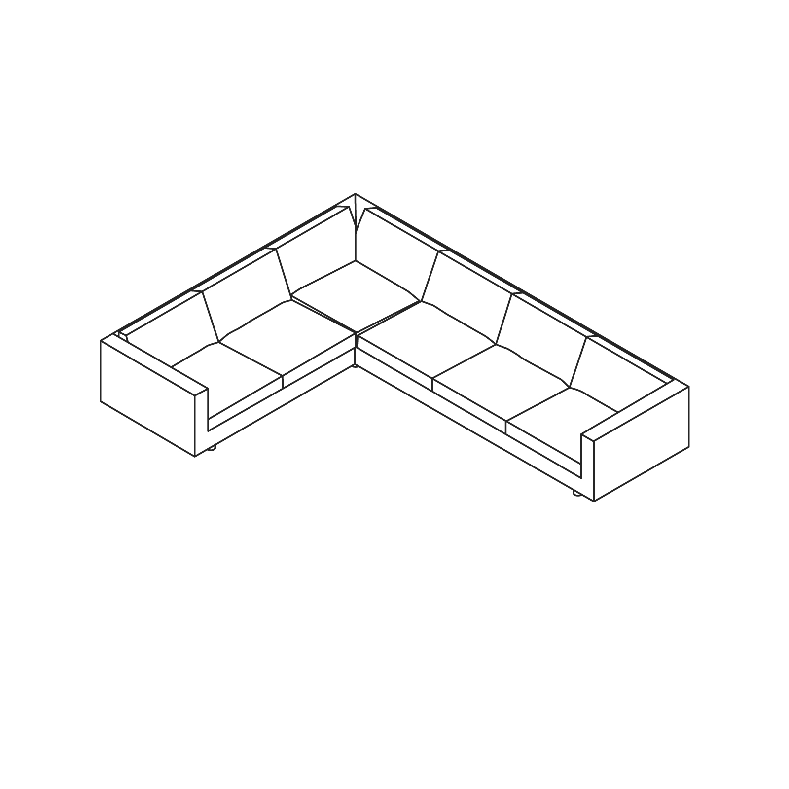 A line drawing of the Lispenard Sectional Sofa. A line drawing of the Lispenard Sectional Sofa.