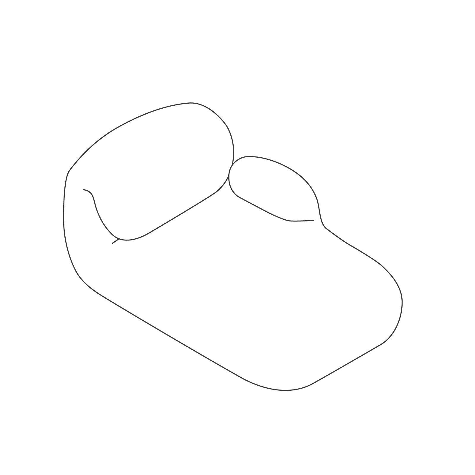 A line drawing - Luva Modular Sofa Group–Chaise–Left Arm A line drawing - Luva Modular Sofa Group–Chaise–Left Arm