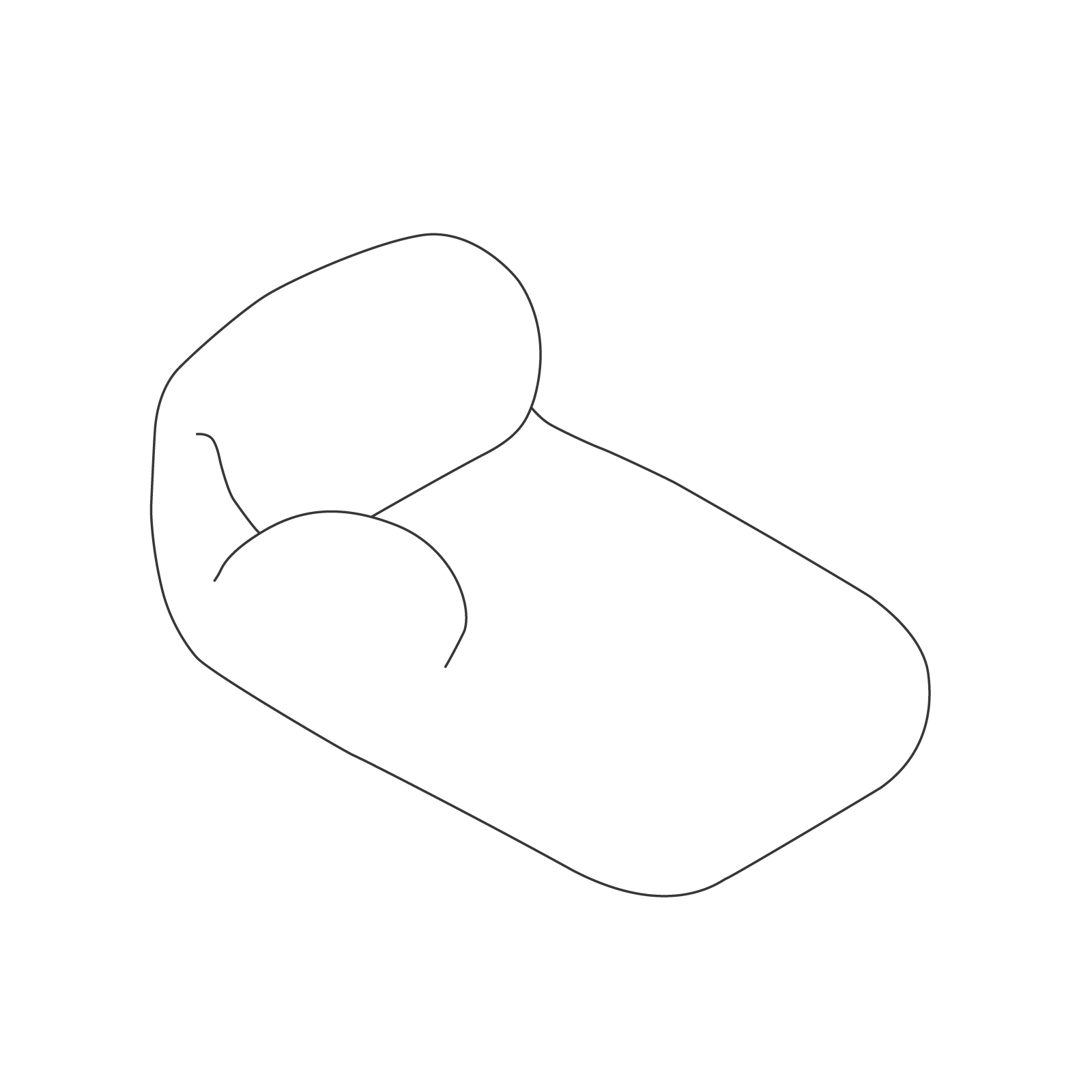 A line drawing - Luva Modular Sofa Group–Chaise–Right Arm A line drawing - Luva Modular Sofa Group–Chaise–Right Arm