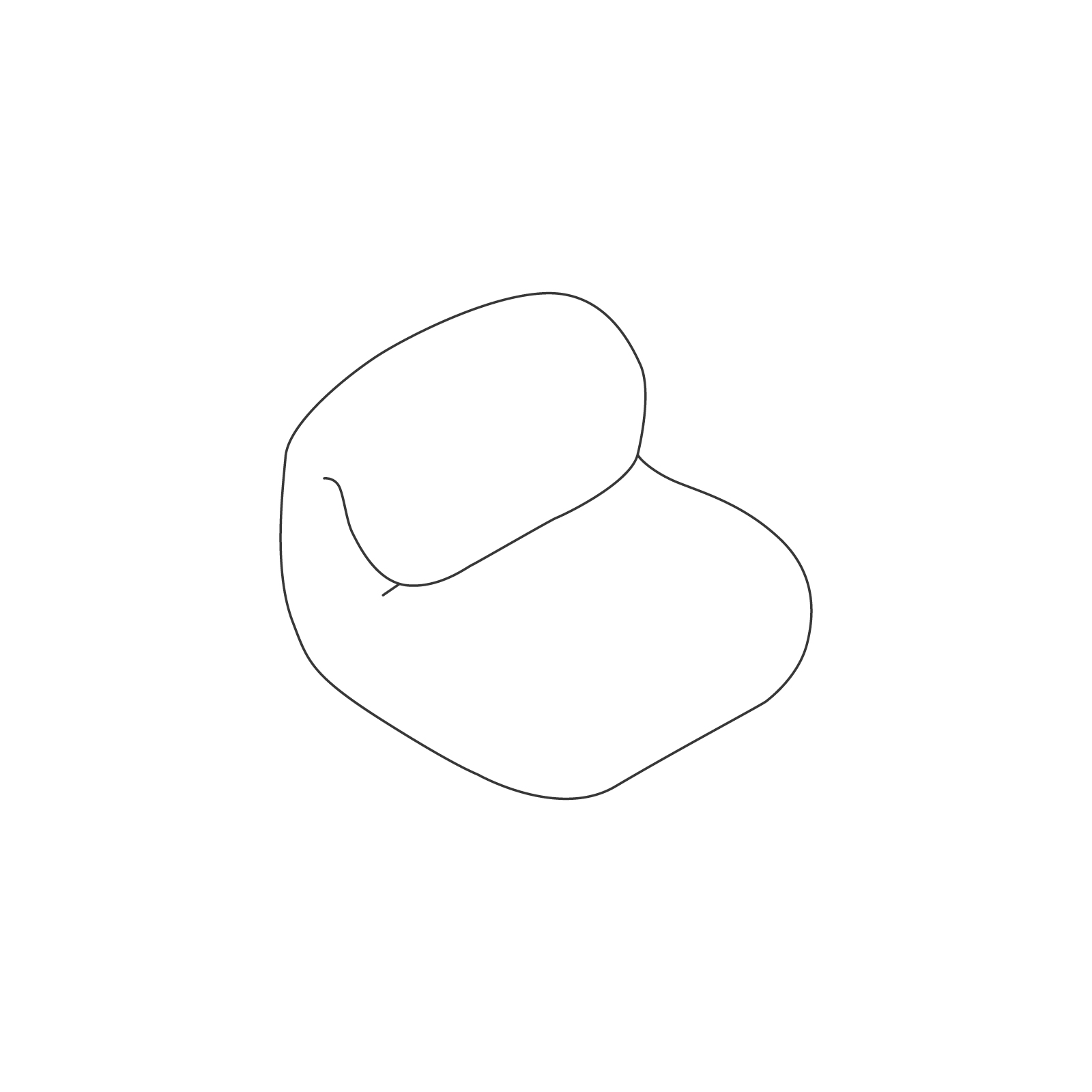 A line drawing - Luva Modular Sofa Group–Single Seat–Armless A line drawing - Luva Modular Sofa Group–Single Seat–Armless
