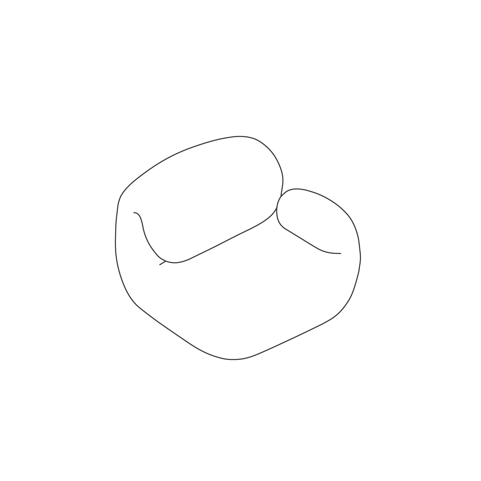 A line drawing - Luva Modular Sofa Group–Single Seat–Left Arm A line drawing - Luva Modular Sofa Group–Single Seat–Left Arm