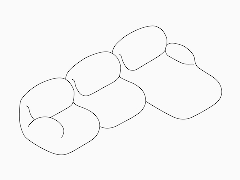 A line drawing of Luva Modular Sofa Group–3 Seat Sectional. A line drawing of Luva Modular Sofa Group–3 Seat Sectional.