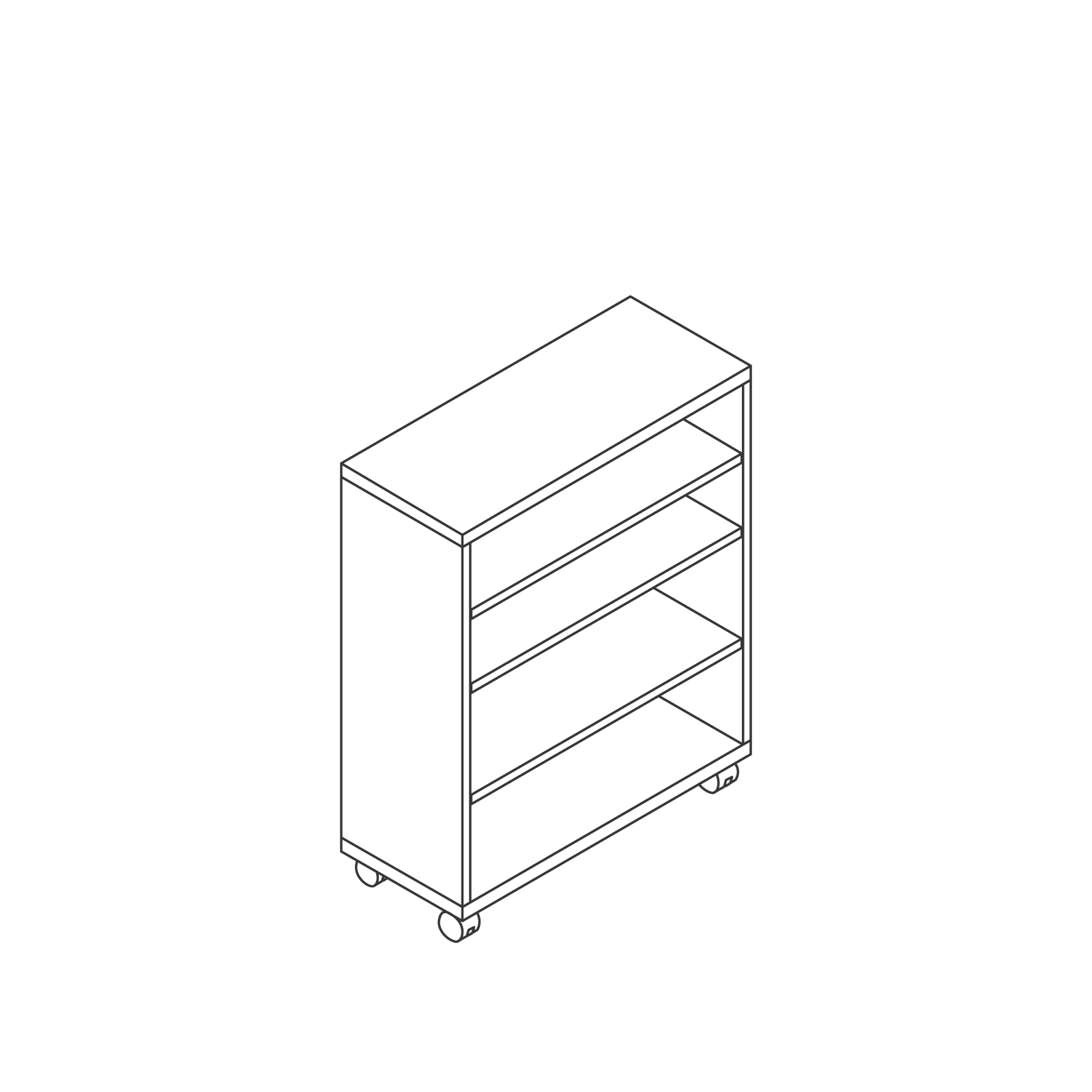 A line drawing - Meridian Bookcase–Mobile A line drawing - Meridian Bookcase–Mobile