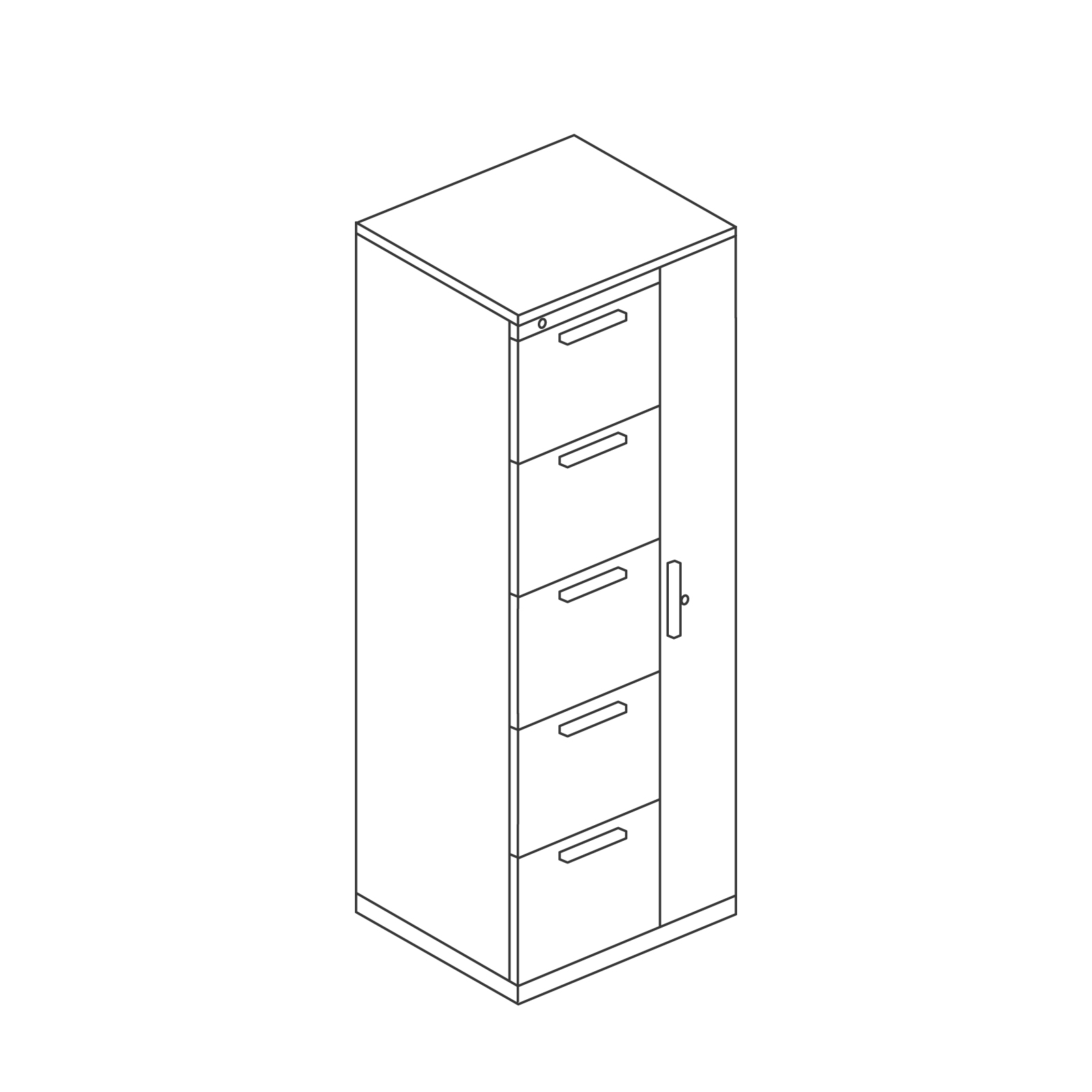 A line drawing - Meridian Storage Tower–Freestanding–Wardrobe A line drawing - Meridian Storage Tower–Freestanding–Wardrobe