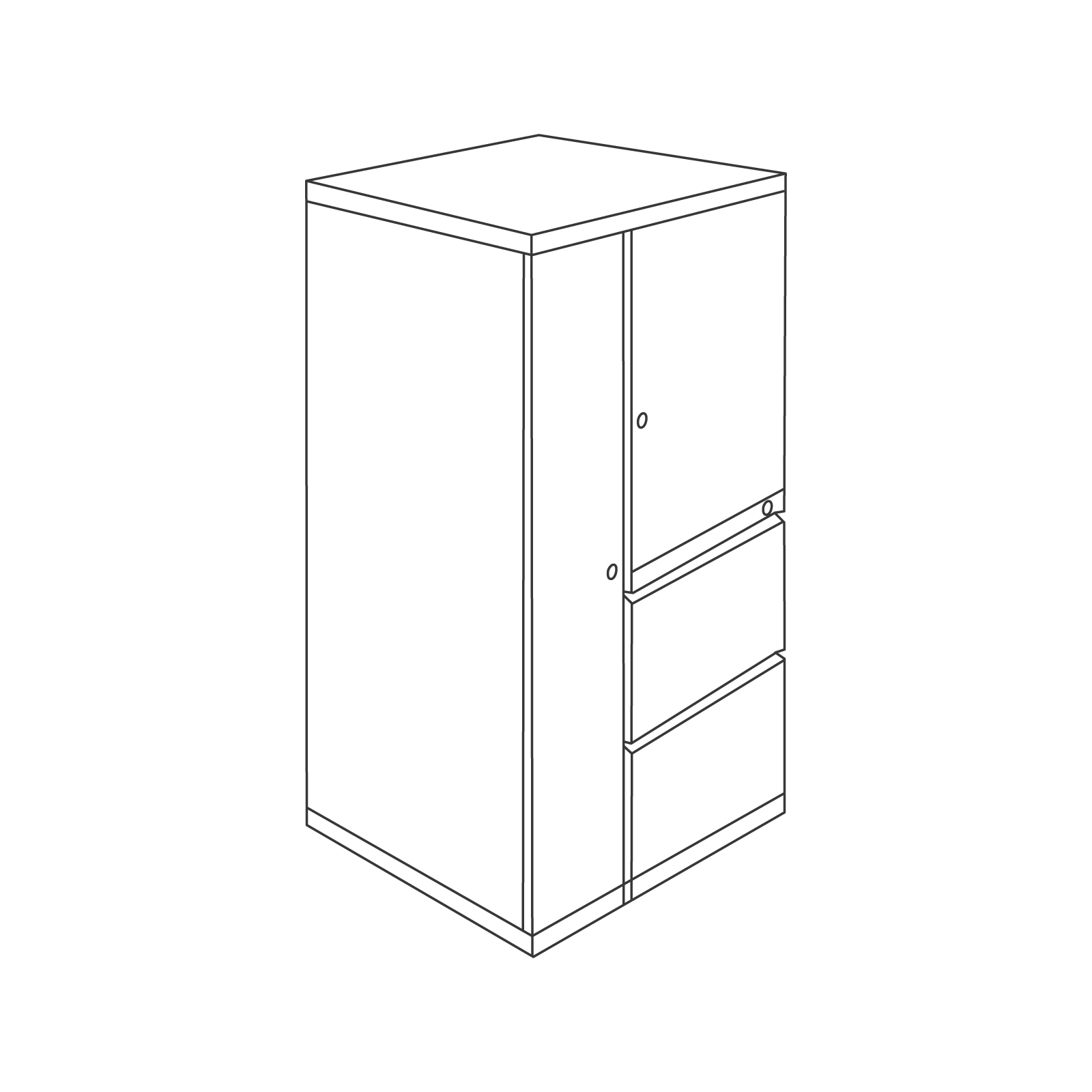 A line drawing - Meridian Storage Tower–Freestanding–Wardrobe and Storage Case A line drawing - Meridian Storage Tower–Freestanding–Wardrobe and Storage Case