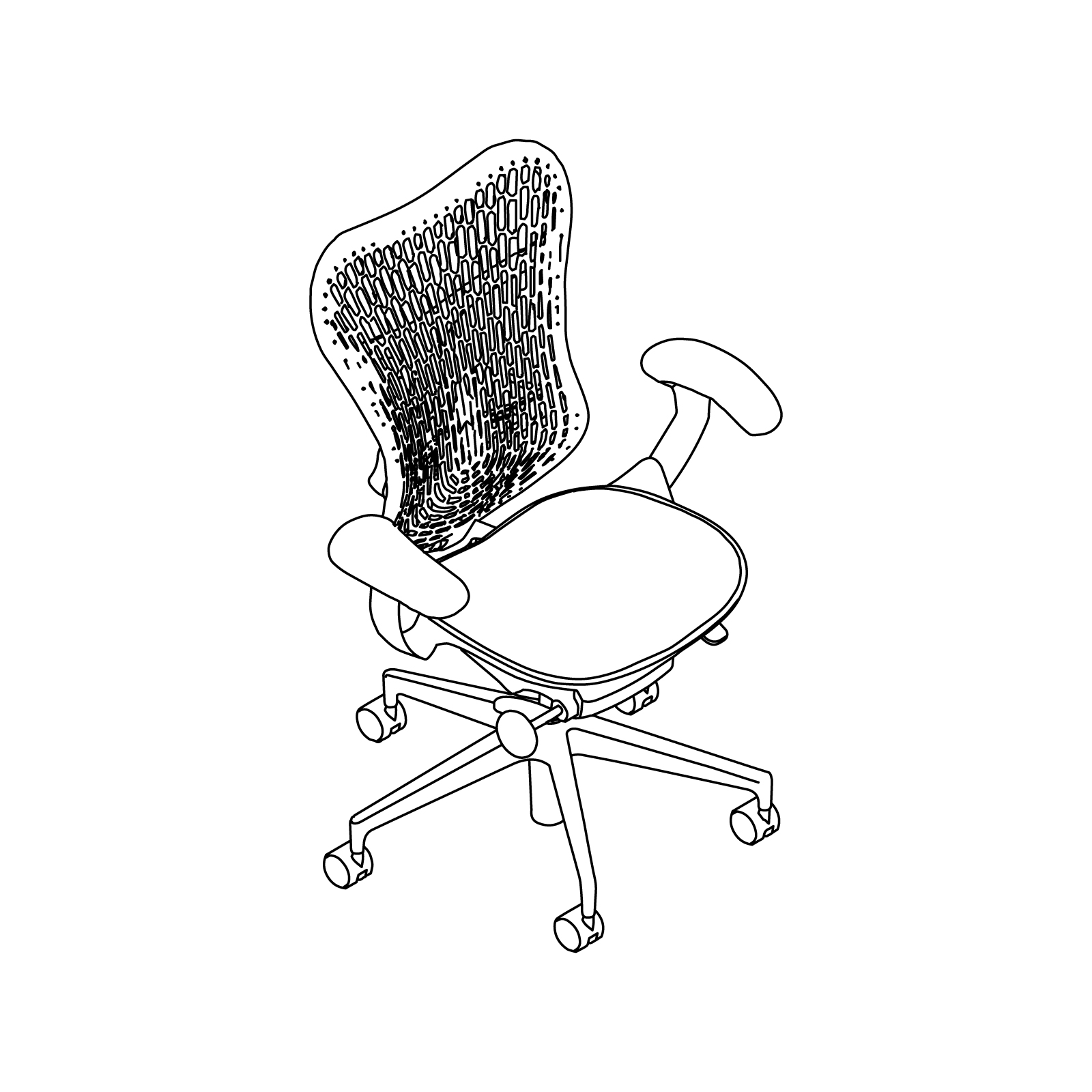 A line drawing - Mirra 2 Chair–Polymer Back–Adjustable Arms A line drawing - Mirra 2 Chair–Polymer Back–Adjustable Arms