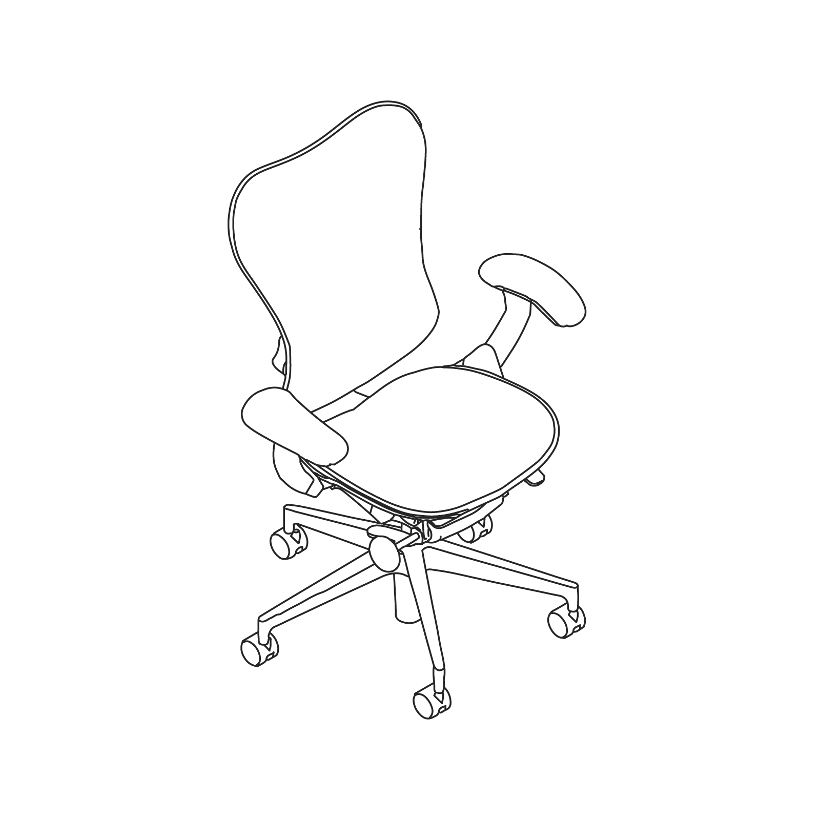 A line drawing - Mirra 2 Chair–Suspension Back–Adjustable Arms A line drawing - Mirra 2 Chair–Suspension Back–Adjustable Arms