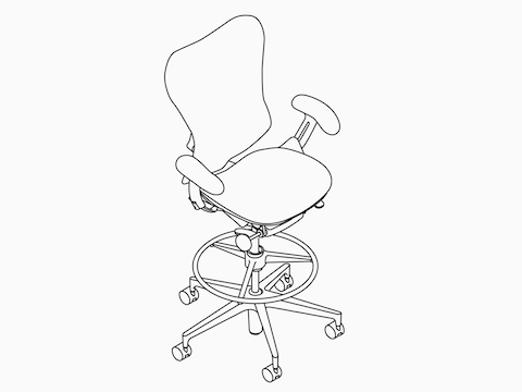 Line art of Mirra 2 Stool–Suspension Back–Adjustable Arms Line art of Mirra 2 Stool–Suspension Back–Adjustable Arms