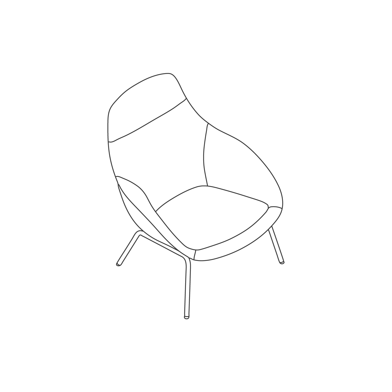 A line drawing of Always Lounge Chair–4-Leg Base. A line drawing of Always Lounge Chair–4-Leg Base.