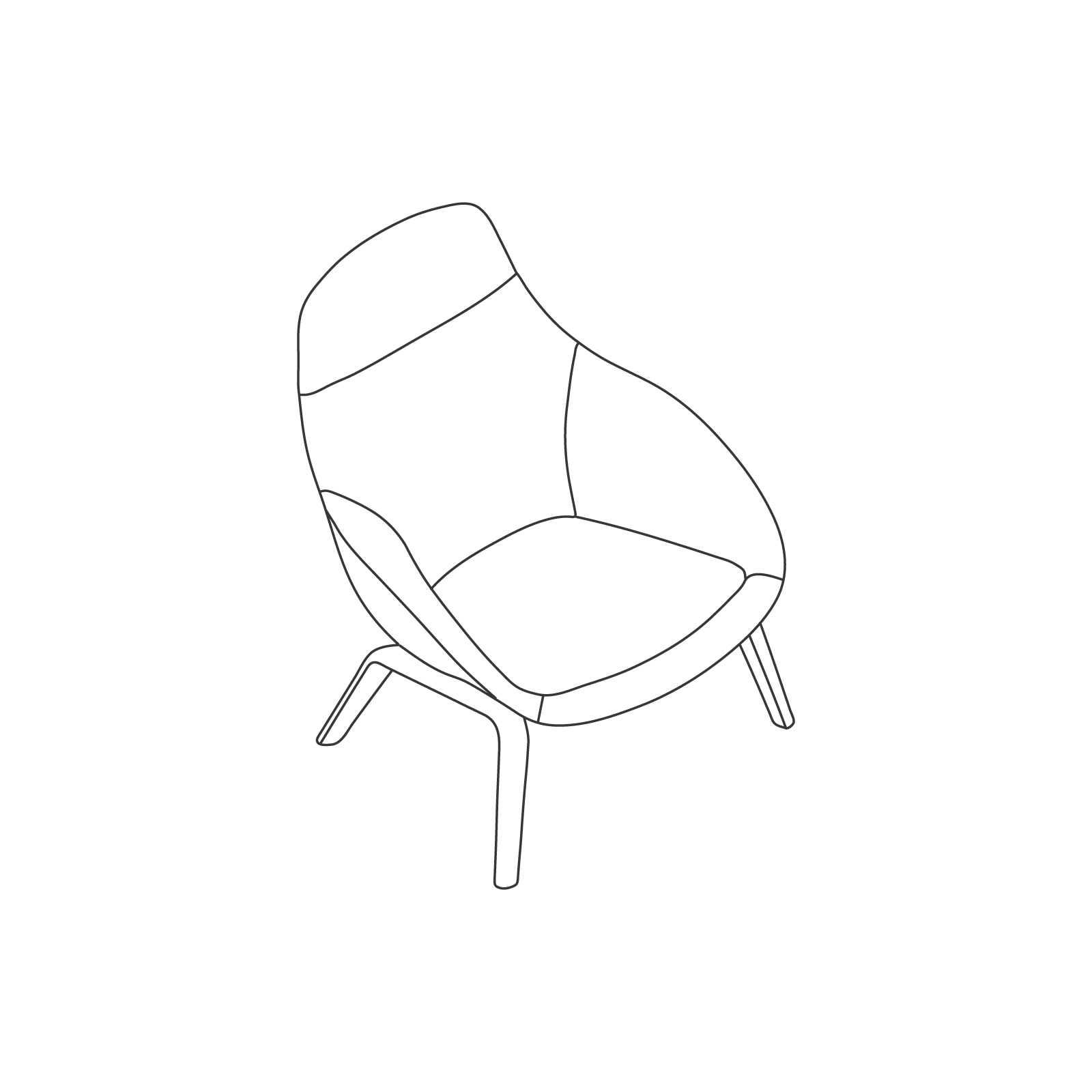 A line drawing - Always Lounge Chair–Wood Base A line drawing - Always Lounge Chair–Wood Base