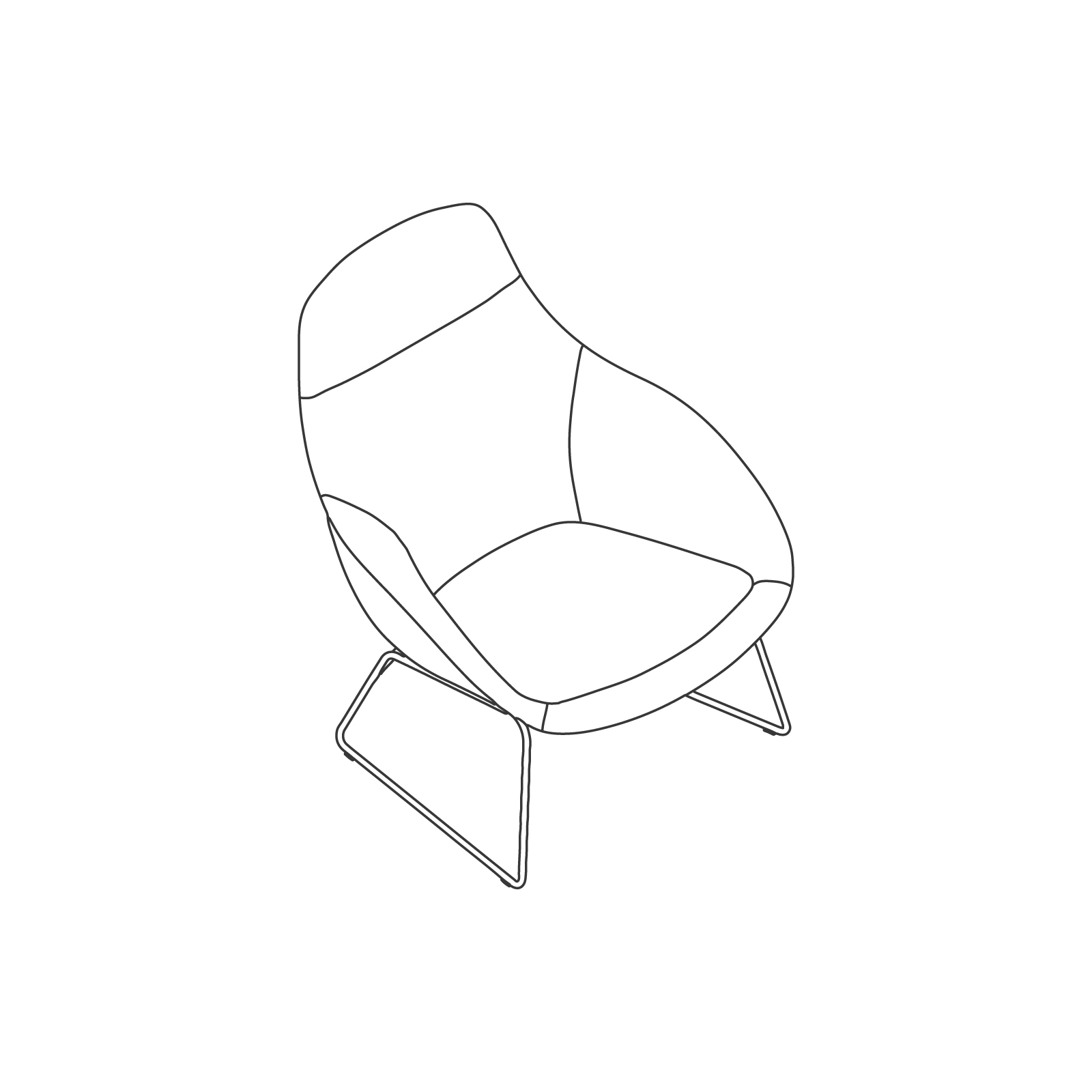 A line drawing of Always Lounge Chair–Sled Base. A line drawing of Always Lounge Chair–Sled Base.