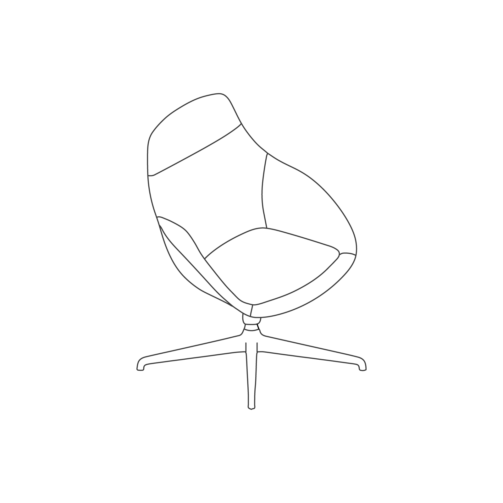 A line drawing of Always Lounge Chair–Swivel Base. A line drawing of Always Lounge Chair–Swivel Base.