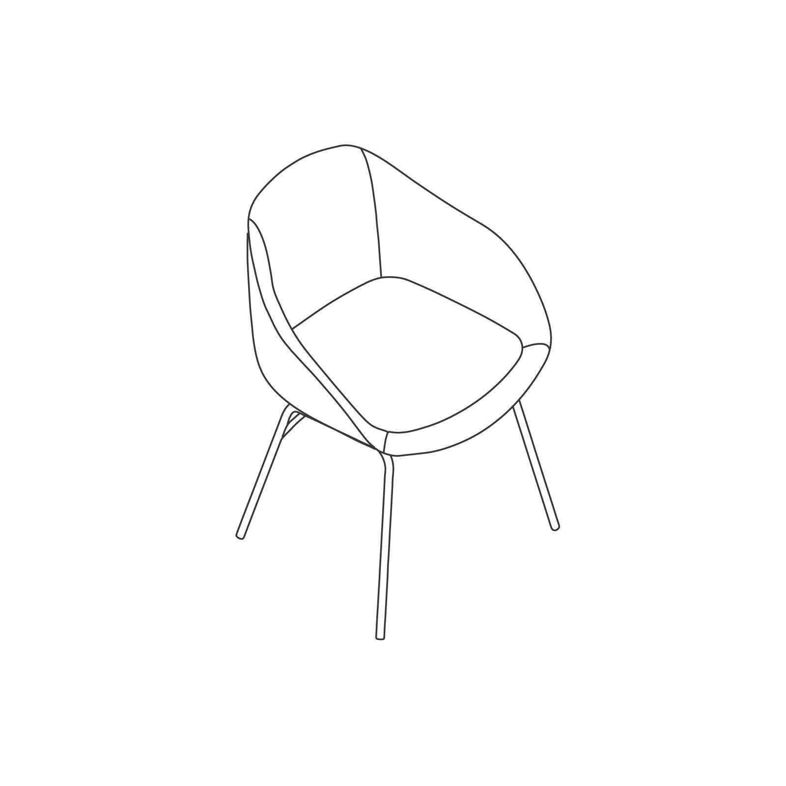 A line drawing of Always Side Chair–4-Leg Base. A line drawing of Always Side Chair–4-Leg Base.