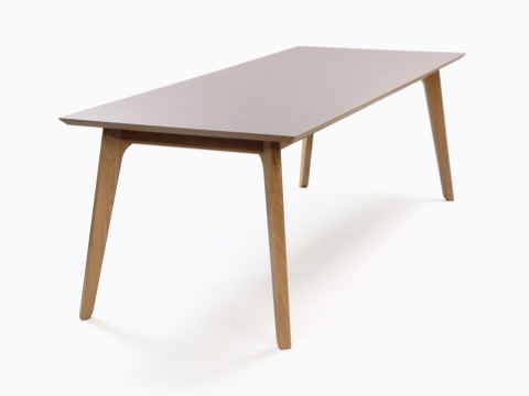 An angled view of a taupe NaughtOne Dalby Conference Table. An angled view of a taupe NaughtOne Dalby Conference Table.