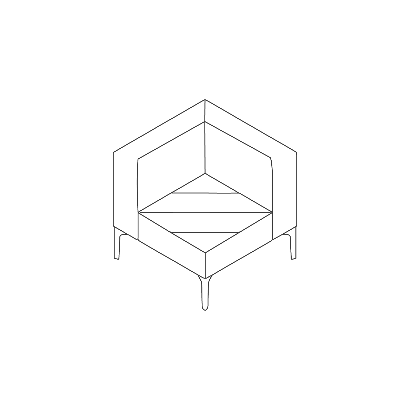 A line drawing of Hatch Modular Seating–Corner. A line drawing of Hatch Modular Seating–Corner.