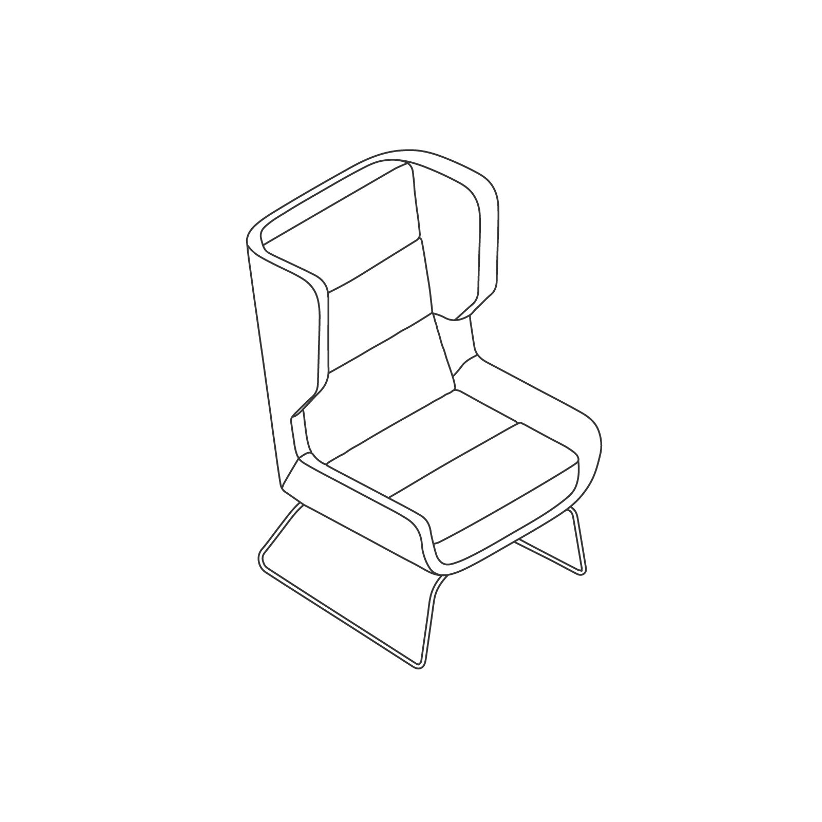 A line drawing of Hush Chair–High Back–Sled Base. A line drawing of Hush Chair–High Back–Sled Base.