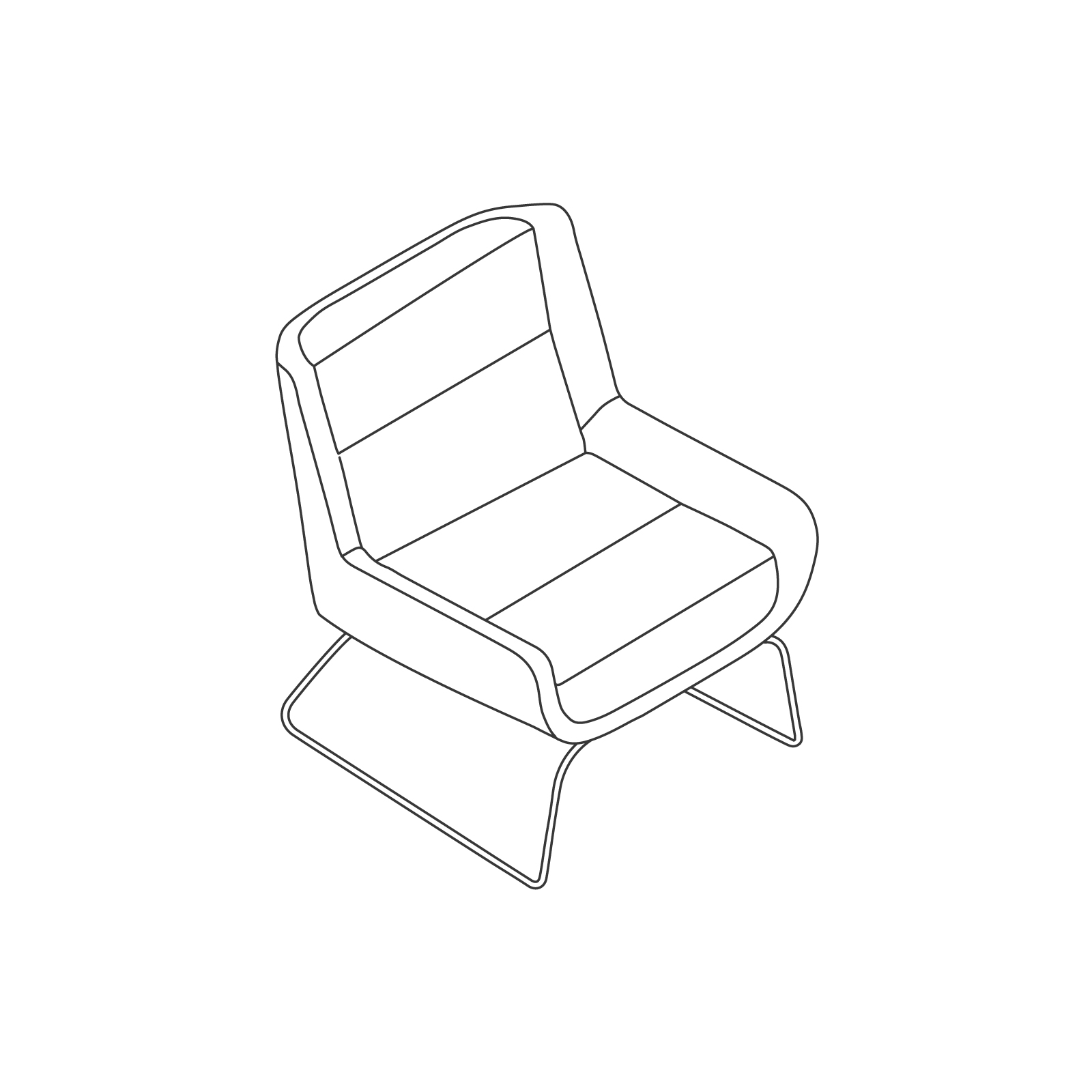 A line drawing of Hush Chair–Low Back–Sled Base. A line drawing of Hush Chair–Low Back–Sled Base.