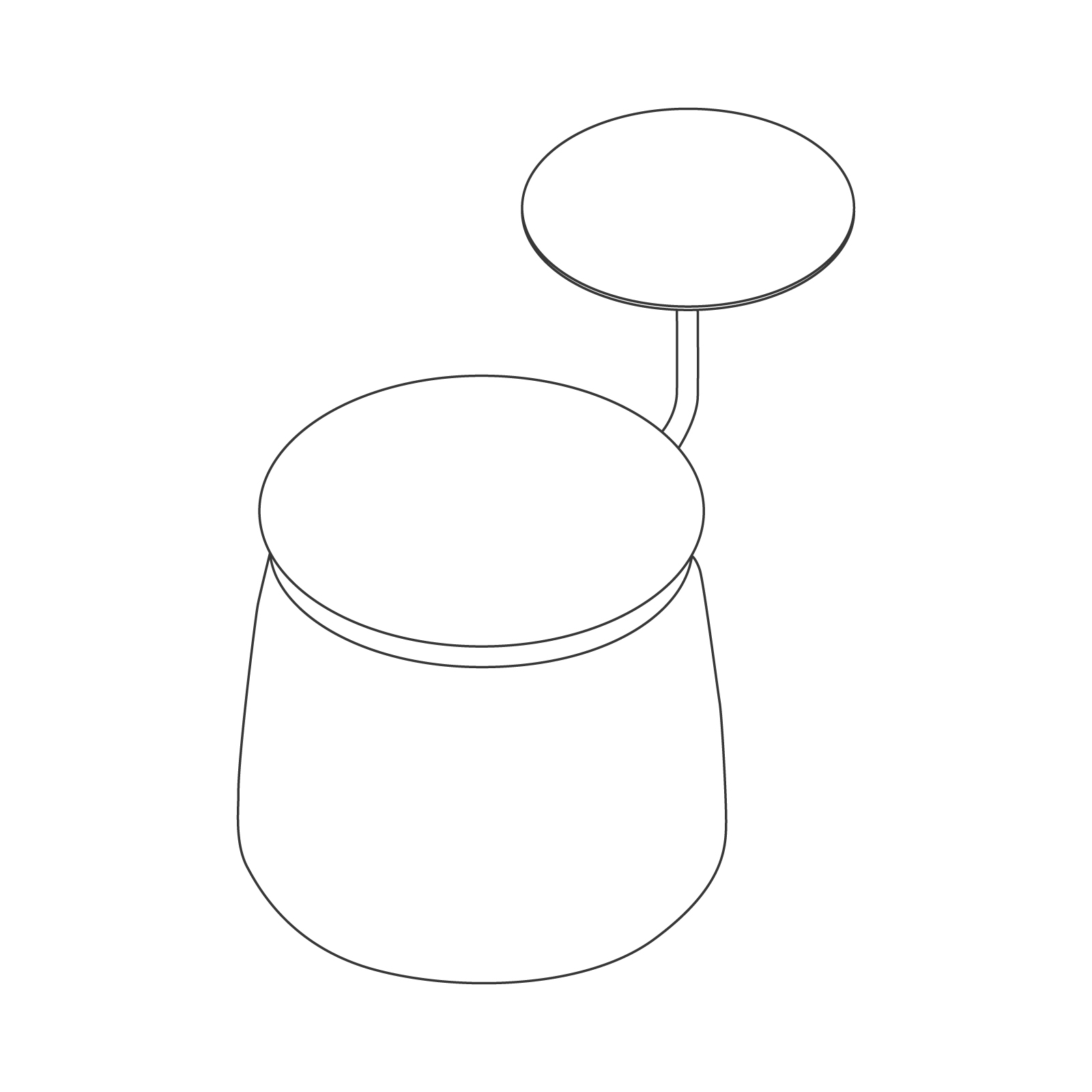 A line drawing - Lasso Stool–1 Seat–With Table A line drawing - Lasso Stool–1 Seat–With Table