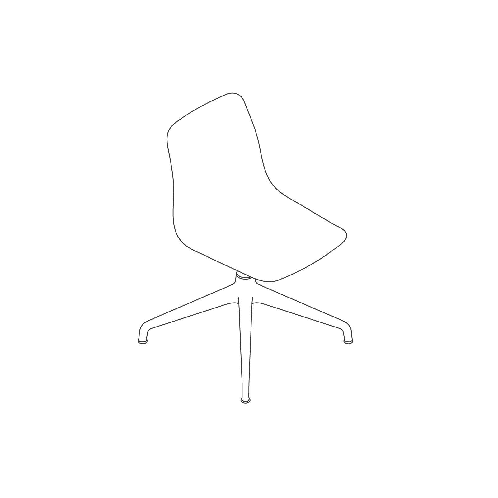A line drawing of Polly Side Chair–Armless 4-Star Base. A line drawing of Polly Side Chair–Armless 4-Star Base.