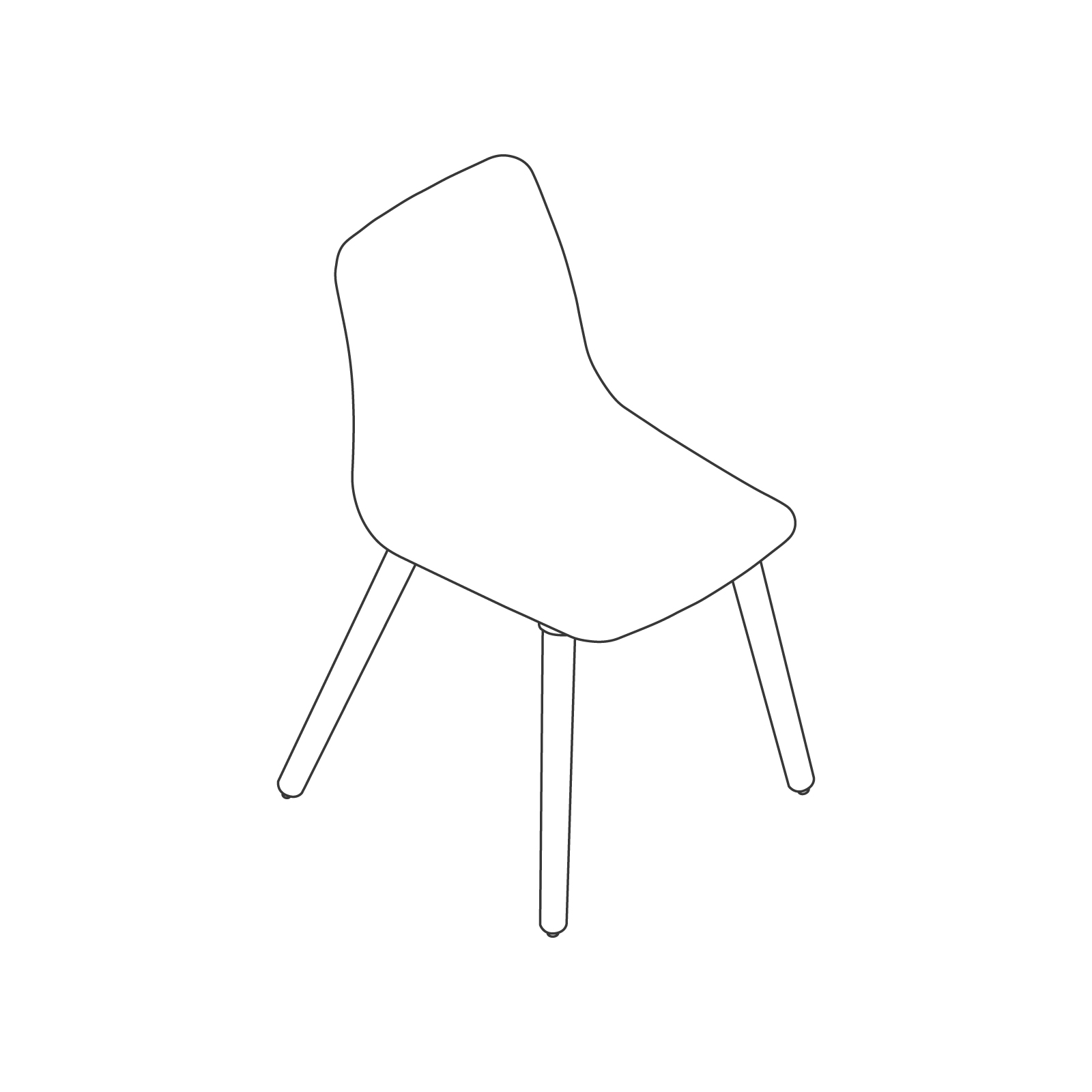 A line drawing - Polly Side Chair–Armless–Dowel Base A line drawing - Polly Side Chair–Armless–Dowel Base