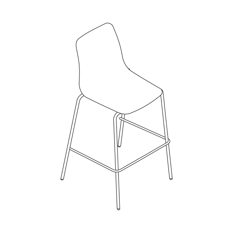 A line drawing - Polly Stool–Bar Height–4-Leg Base A line drawing - Polly Stool–Bar Height–4-Leg Base