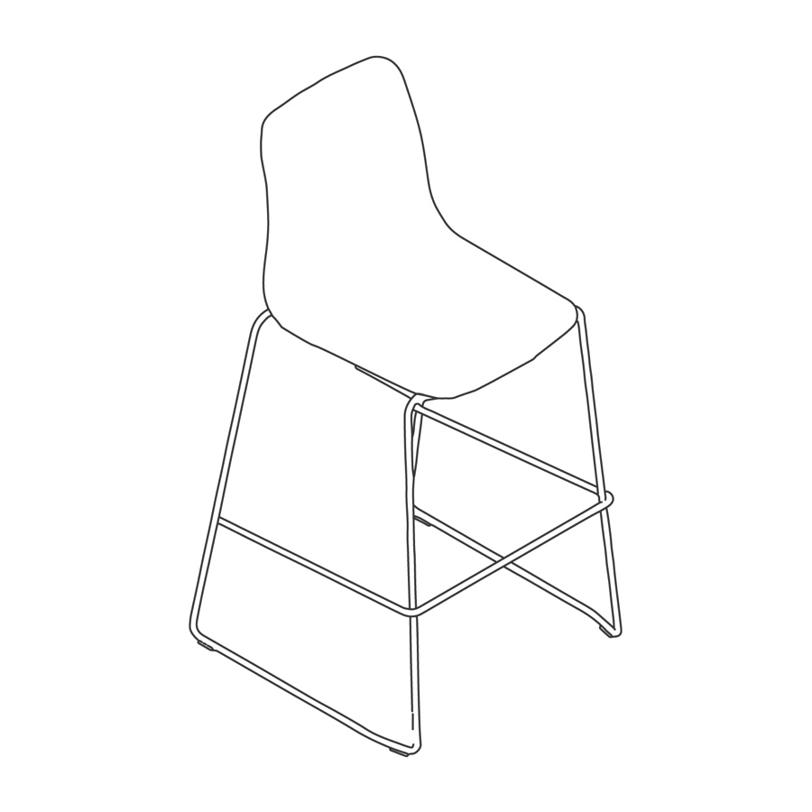 A line drawing - Polly Stool–Bar Height–Sled Base A line drawing - Polly Stool–Bar Height–Sled Base