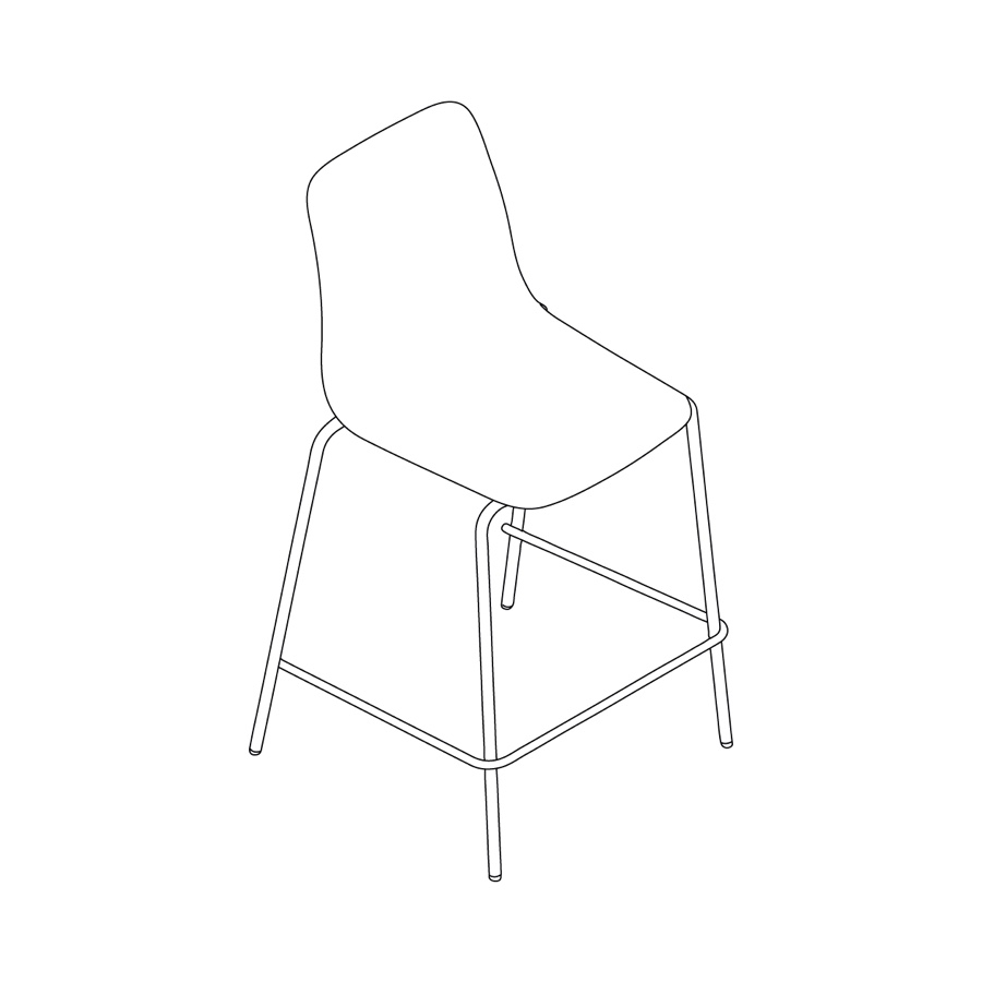 A line drawing - Polly Stool–Counter Height–4-Leg Base A line drawing - Polly Stool–Counter Height–4-Leg Base