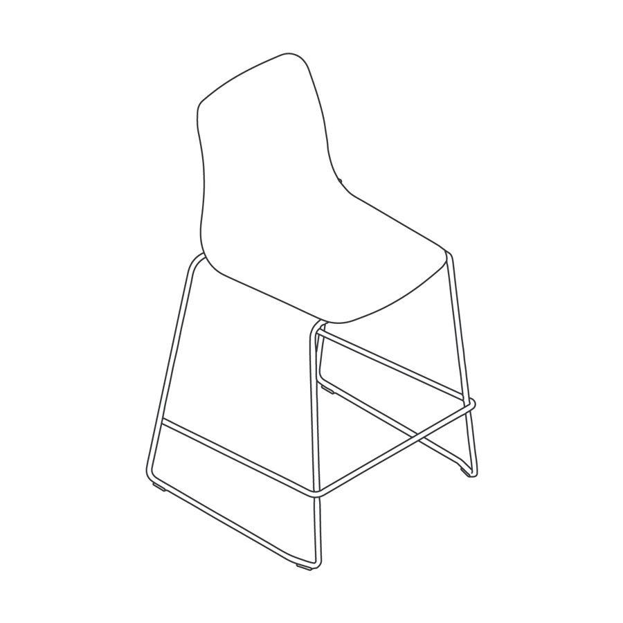 A line drawing - Polly Stool–Counter Height–Sled Base A line drawing - Polly Stool–Counter Height–Sled Base