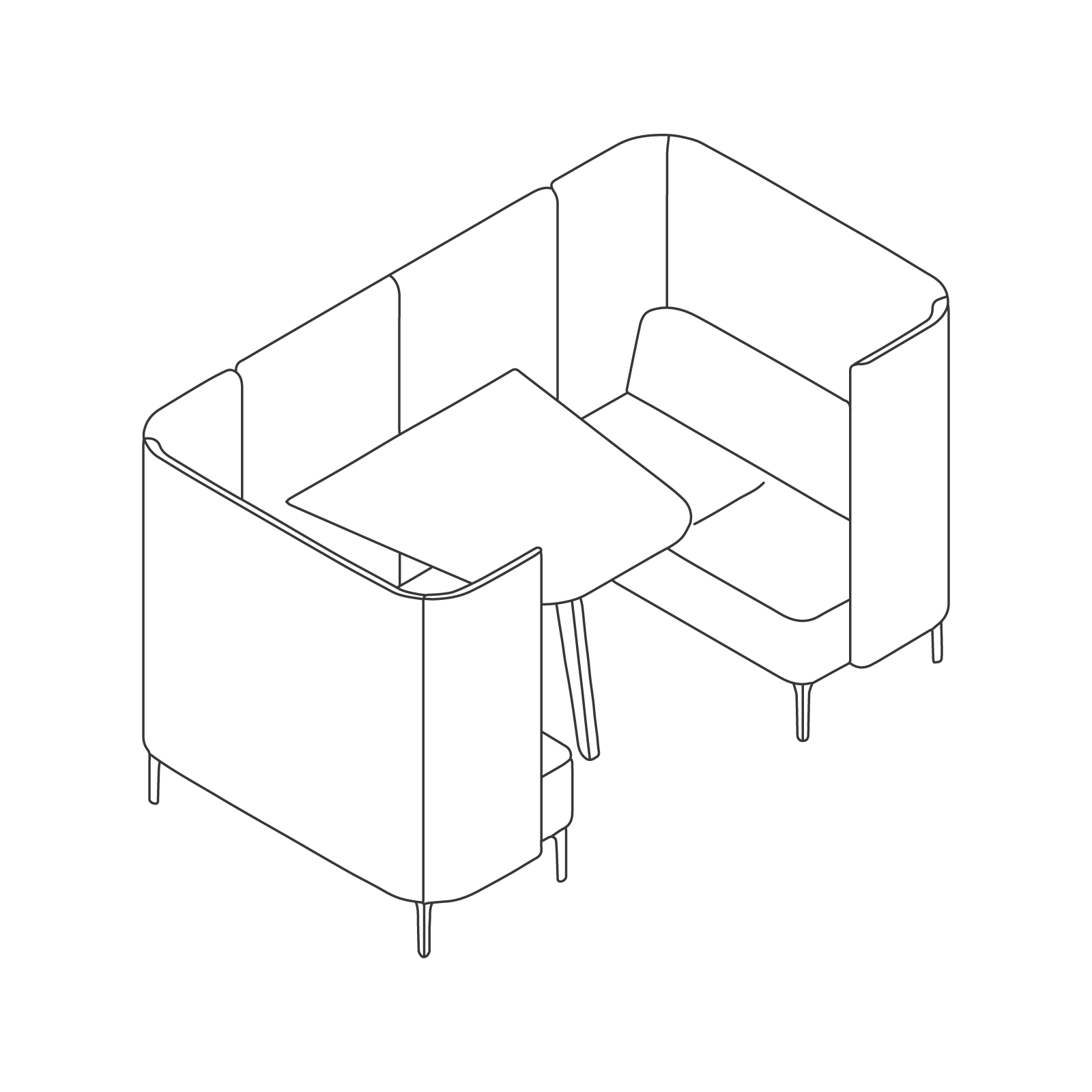 A line drawing - Pullman Booth–2 Seat–Wide A line drawing - Pullman Booth–2 Seat–Wide