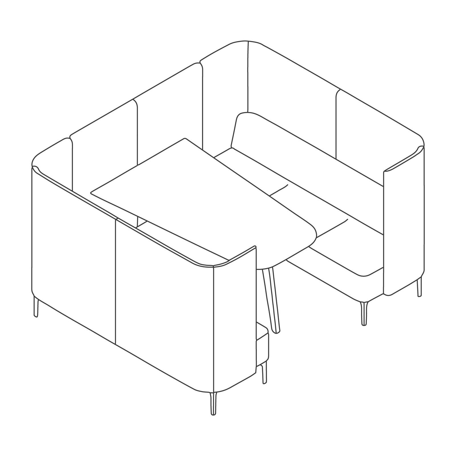 A line drawing - Pullman Booth–3 Seat–Wide A line drawing - Pullman Booth–3 Seat–Wide