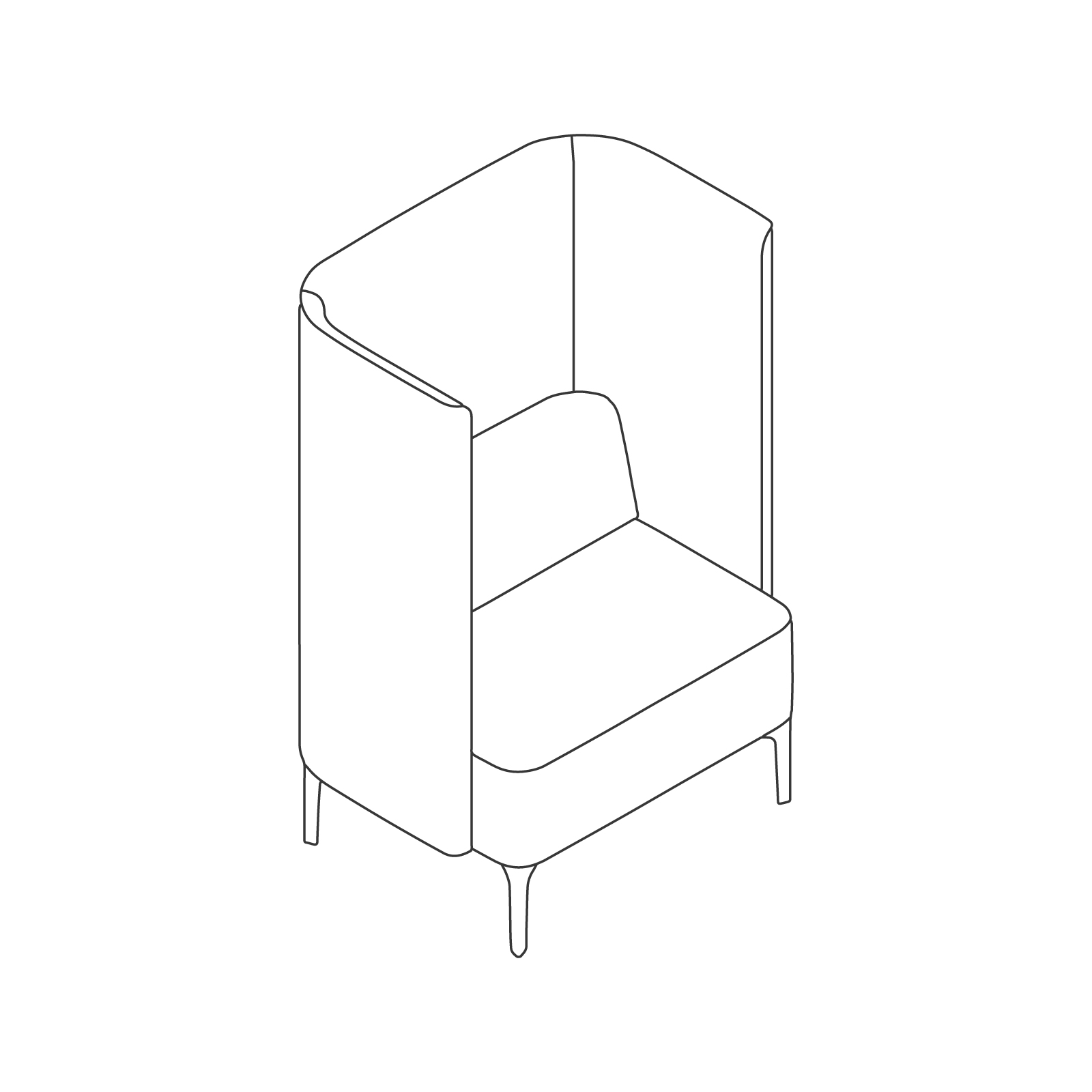 A line drawing - Pullman Chair–4-Leg Base A line drawing - Pullman Chair–4-Leg Base